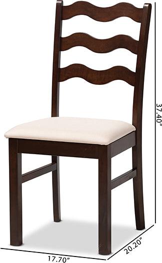 Wholesale Interiors Dining Chairs - Amara Mid-Century Modern Cream Fabric and Dark Brown Finished Wood 2-Piece Dining Chair Set