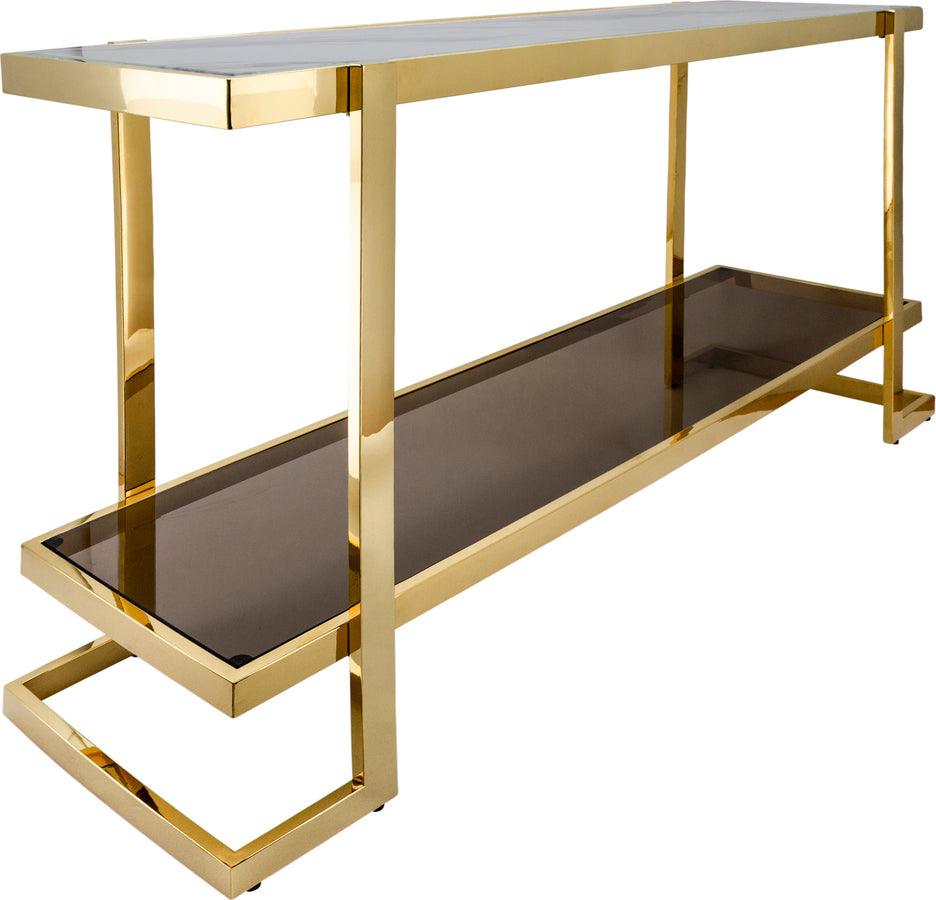Sagebrook Home Consoles - Metal Marble Glass Console Table, Gold White Kd