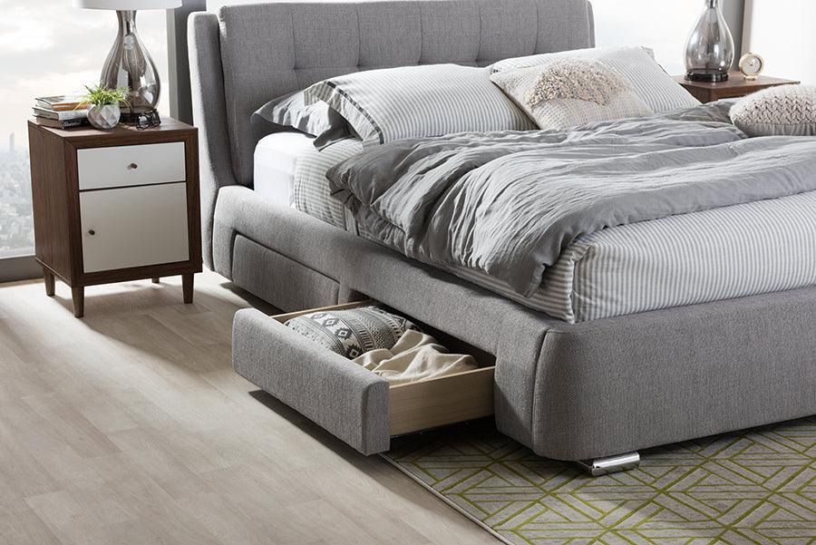 Wholesale Interiors Beds - Camile Queen Bed with Storage Gray