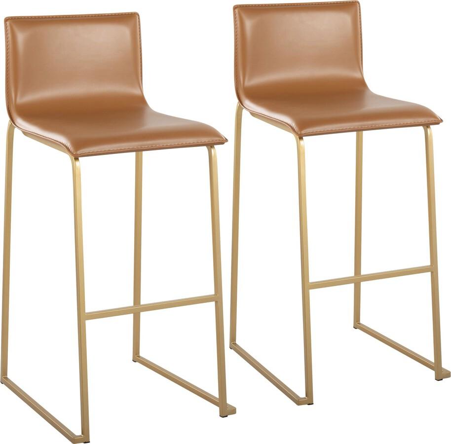 Lumisource Barstools - Mara Barstool In Gold Steel & Camel Faux Leather (Set of 2)