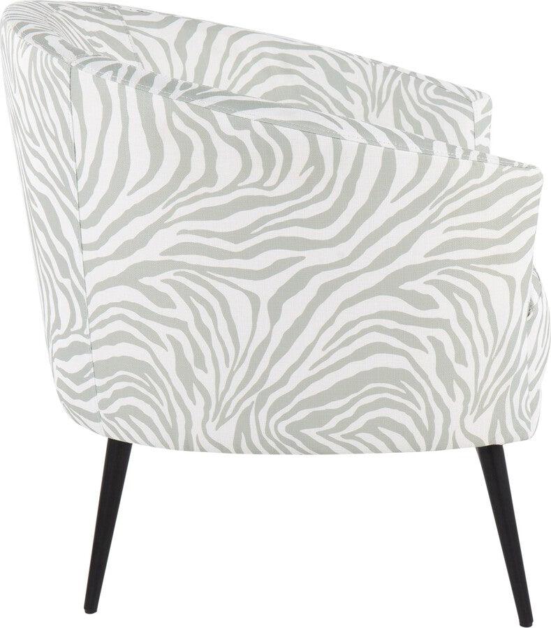 Lumisource Accent Chairs - Tania Contemporary/Glam Accent Chair In Black Steel & Light Green Zebra Fabric