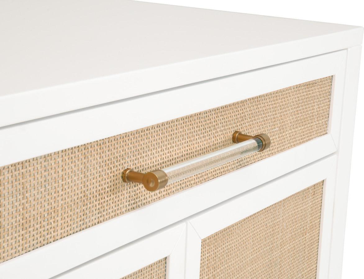 Essentials For Living Chest of Drawers - Holland Media Chest Matte White, Natural, Brushed Brass