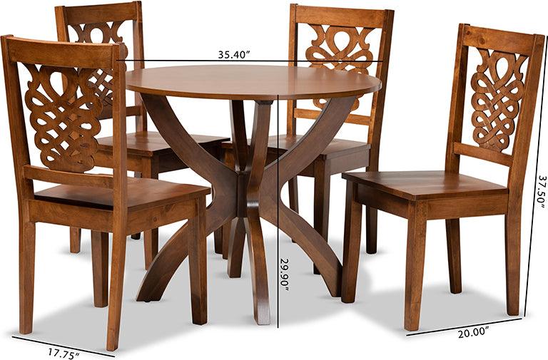 Wholesale Interiors Dining Sets - Wanda Walnut Brown Finished Wood 5-Piece Dining Set