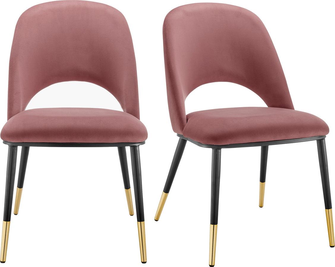 Euro Style Accent Chairs - Alby Side Chair in Rose with Black Legs - Set of 2
