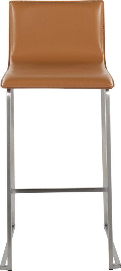 Lumisource Barstools - Mara Barstool In Stainless Steel & Camel Faux Leather (Set of 2)