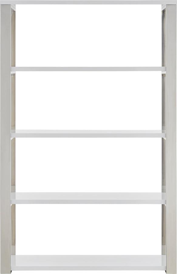 Euro Style Shelves - Dillon 40-Inch Shelf/Shelving Unit with High Gloss White Shelves and Polished Stainless Steel Frame