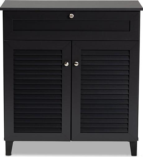 Wholesale Interiors Shoe Storage - Coolidge Contemporary Dark Grey 4-Shelf Wood Shoe Storage Cabinet with Drawer