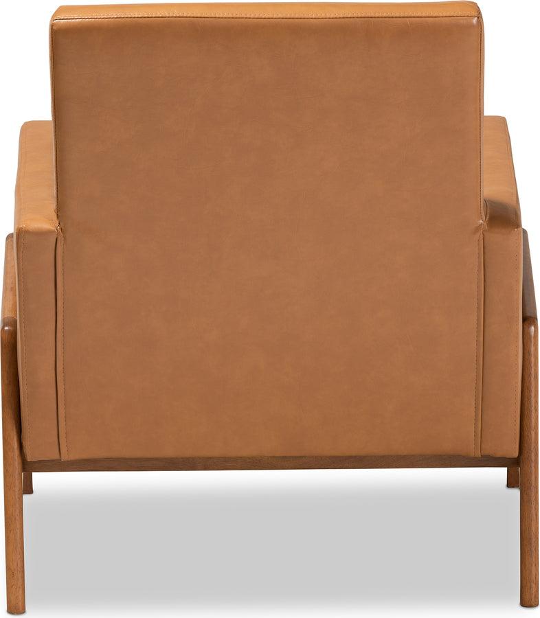 Wholesale Interiors Accent Chairs - Perris Mid-Century Modern Tan Faux Leather Upholstered and Walnut Brown Finished Wood