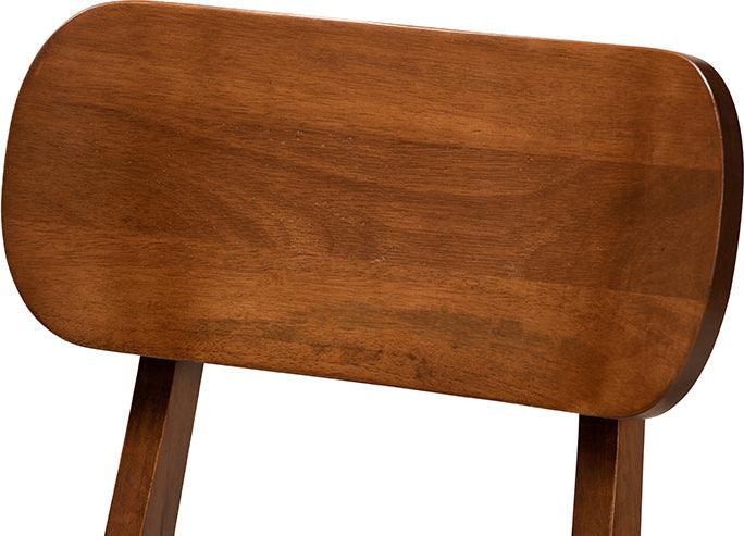 Wholesale Interiors Dining Sets - Euclid Mid-Century Modern Fabric and Walnut Brown Finished Wood 5-Piece Dining Set