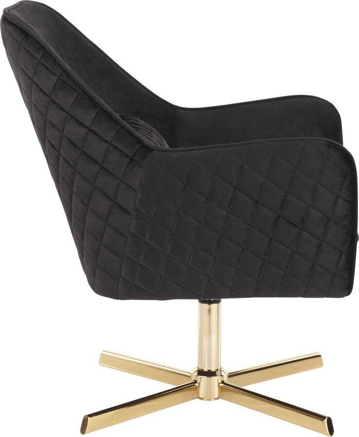 Lumisource Accent Chairs - Diana Lounge Chair 32.75" Gold Metal & Black Velvet