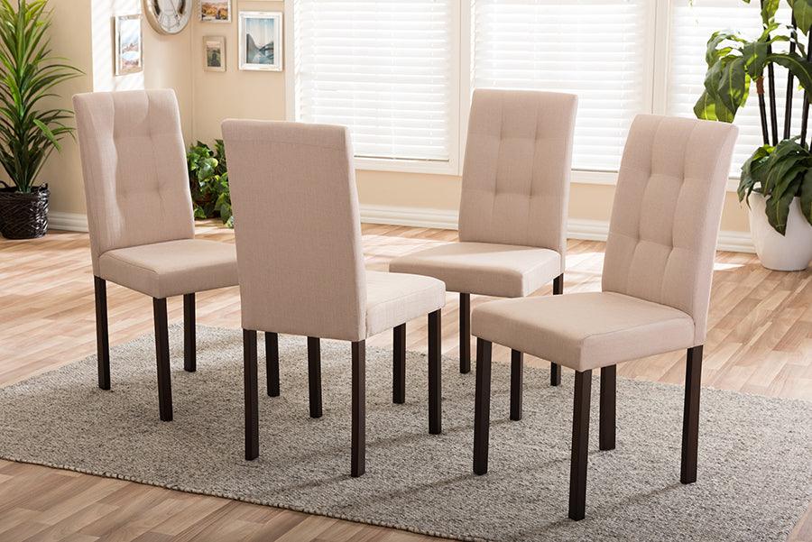 Wholesale Interiors Dining Chairs - Andrew Beige Grid-tufting Dining Chair (Set of 4)