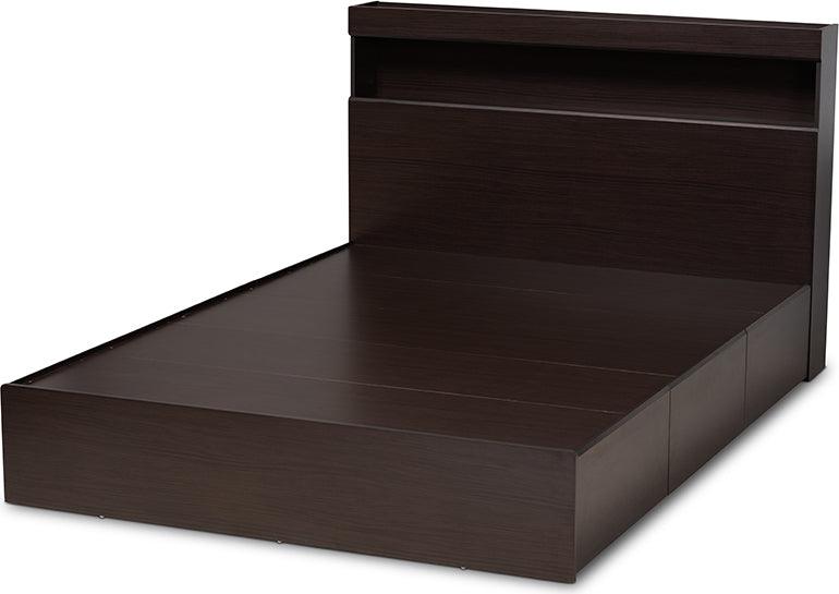 Wholesale Interiors Beds - Blaine Queen Storage Bed Dark brown