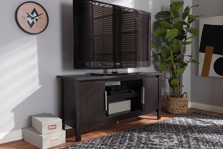Wholesale Interiors TV & Media Units - Marley Modern and Contemporary Wenge Brown Finished TV Stand Wenge Dark Brown