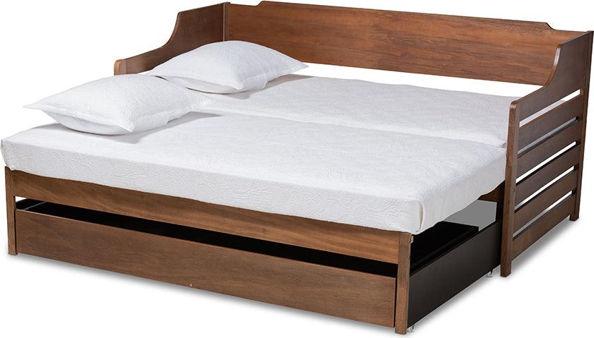 Wholesale Interiors Daybeds - Jameson Walnut Brown Finished Expandable Twin Size to King Size Daybed with Storage Drawer