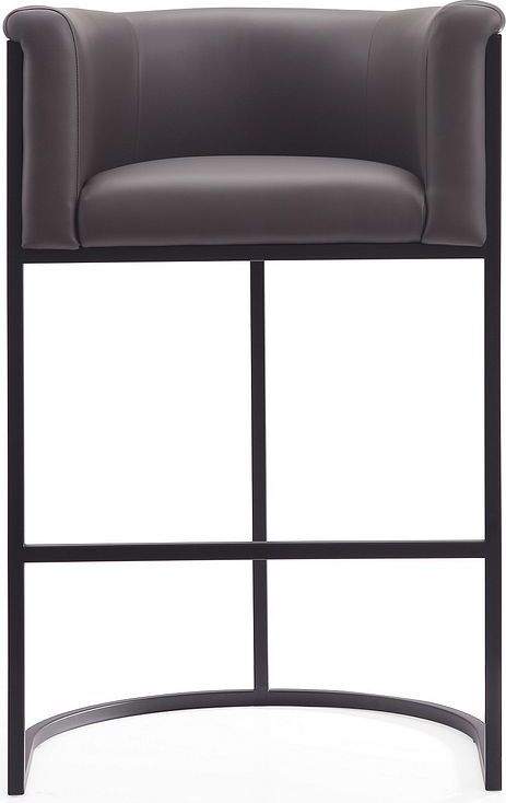 Manhattan Comfort Barstools - Cosmopolitan 37.8 in. Pebble and Black Metal Barstool (Set of 3)