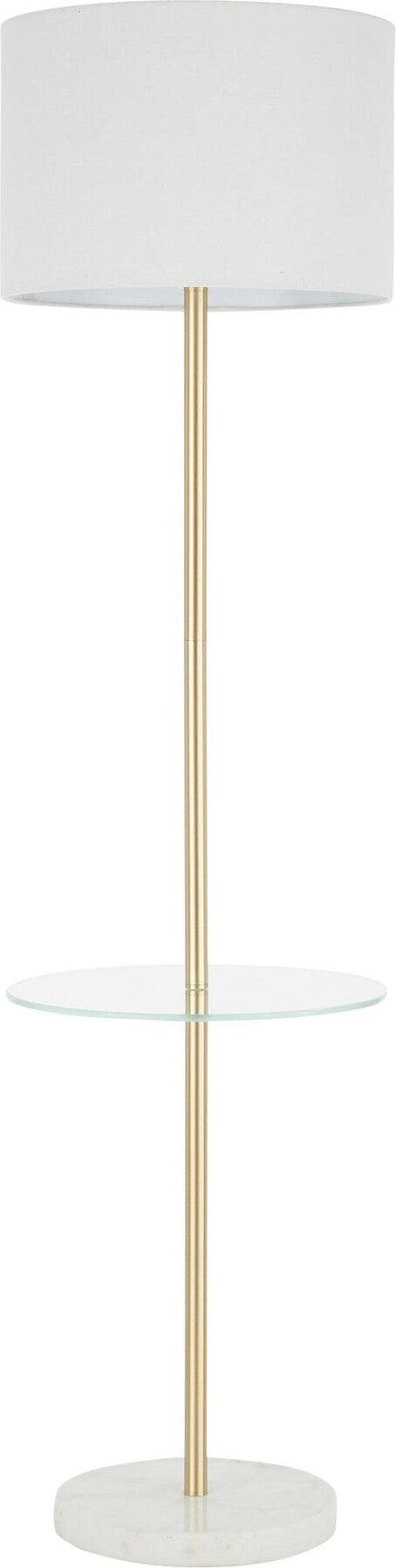 Lumisource Floor Lamps - Chloe Shelf Floor Lamp White Marble & Gold & White