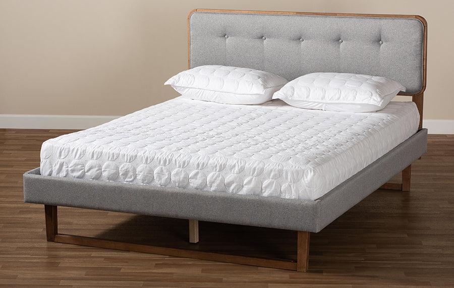 Wholesale Interiors Beds - Sofia King Bed Light Gray & Walnut