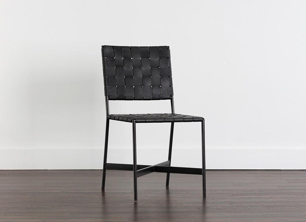 SUNPAN Dining Chairs - Omari Dining Chair - Black - Black Leather (Set of 2)