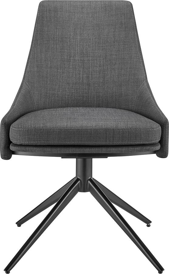Euro Style Dining Chairs - Signa Side Chair in Charcoal Fabric with Black Steel Base