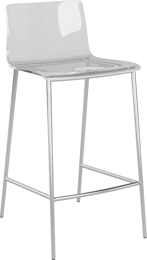 Euro Style Barstools - Cilla Counter Stool in Clear with Brushed Nickel Legs - Set of 2