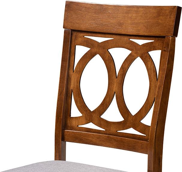 Wholesale Interiors Dining Sets - Lucie Grey Fabric Upholstered and Walnut Brown Finished Wood 7-Piece Dining Set