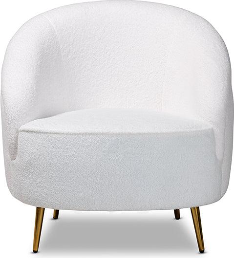 Wholesale Interiors Accent Chairs - Urian White Boucle Upholstered and Gold Finished Metal Accent Chair