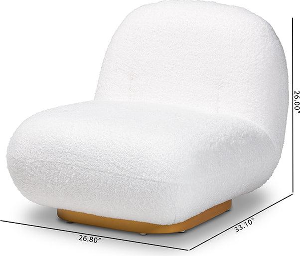 Wholesale Interiors Accent Chairs - Paiva White Boucle Upholstered and Brushed Gold Finished Accent Chair