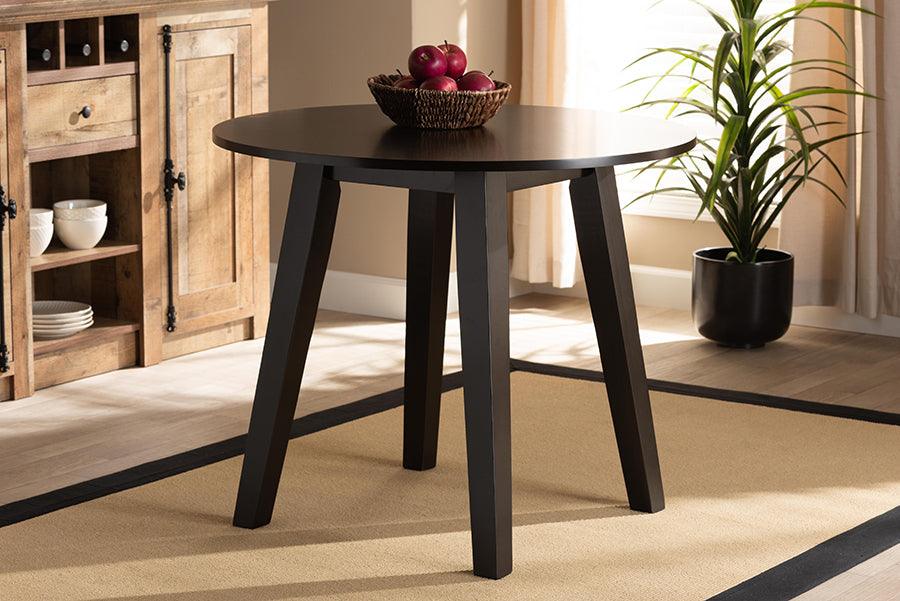 Wholesale Interiors Dining Tables - Ela Modern and Contemporary Dark Brown Finished 35-Inch-Wide Round Wood Dining Table