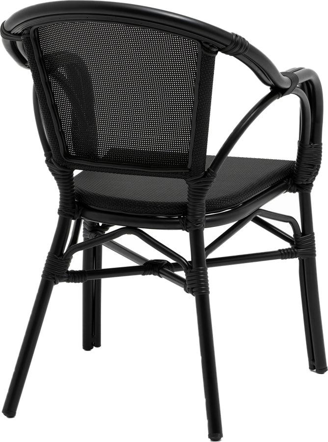 Euro Style Dining Chairs - Ivan Stacking Armchair in Black Textylene Mesh with Black Frame - Set of 2