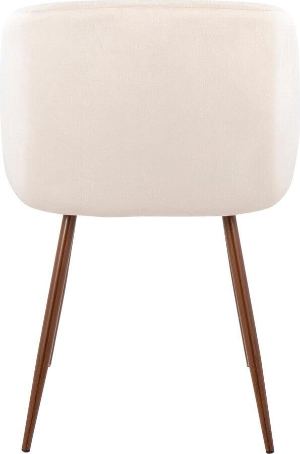 Lumisource Dining Chairs - Fran Contemporary Dining/Accent Chair In Walnut With Cream Velvet (Set of 2)