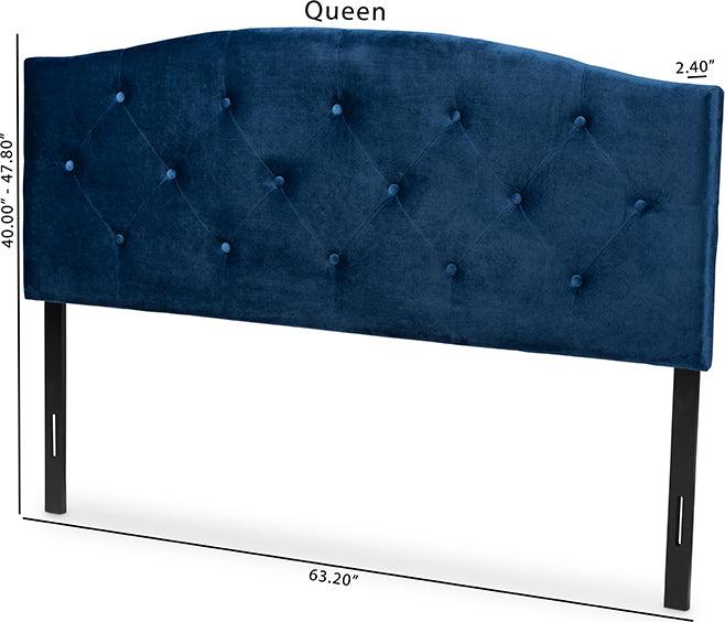 Wholesale Interiors Headboards - Leone Navy Blue Velvet Fabric Upholstered King Size Headboard