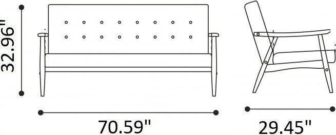 Wholesale Interiors Sofas & Couches - Sorrento 3-Seater Sofa Black & Dark Walnut