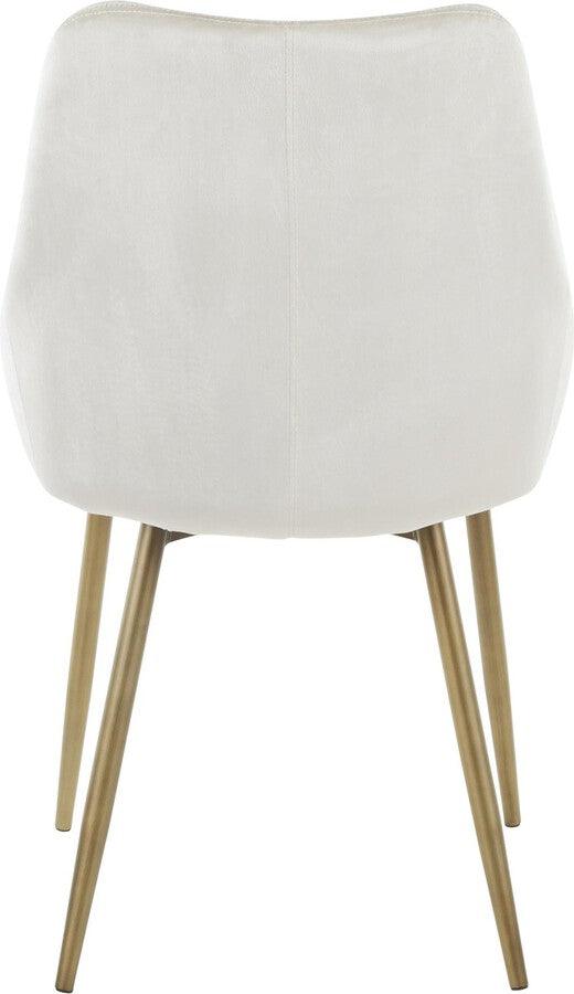 Lumisource Dining Chairs - Diana Contemporary Chair in Satin Brass Metal & Cream Velvet - Set of 2