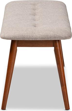 Wholesale Interiors Benches - Flora II Mid-Century Modern Grey Fabric Upholstered Oak Finished Wood Dining Bench