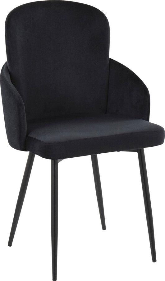 Lumisource Dining Chairs - Dahlia Contemporary Dining Chair In Black Metal & Black Velvet With Gold Accent (Set of 2)