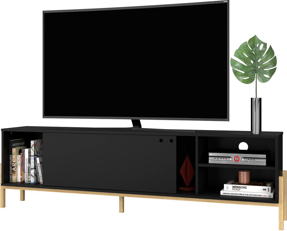 Manhattan Comfort TV & Media Units - Bowery 72.83 TV Stand with 4 Shelves in Black and Oak