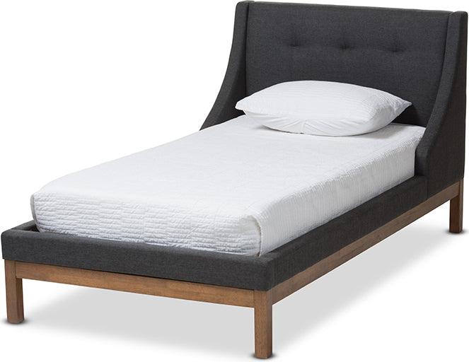 Wholesale Interiors Beds - Louvain Dark Grey Walnut-Finished Twin Sized Platform Bed