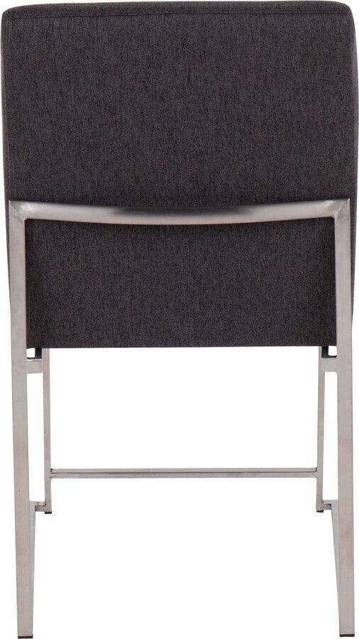 Lumisource Dining Chairs - High Back Fuji Contemporary Dining Chair In Brushed Stainless Steel & Charcoal Fabric (Set of 2)