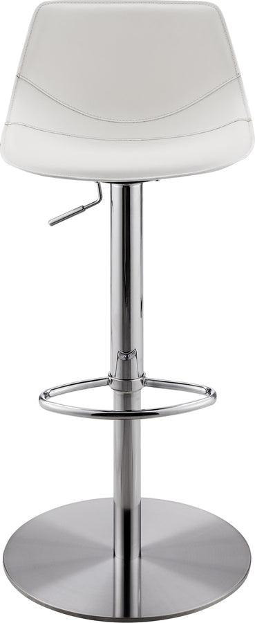 Euro Style Barstools - Rudy Adjustable Swivel Bar/Counter Stool in White with Brushed Stainless Steel Base