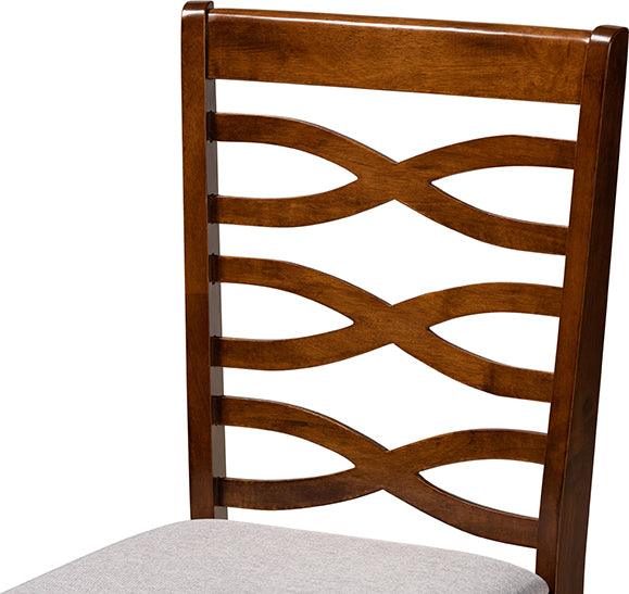 Wholesale Interiors Dining Chairs - Lanier Grey Fabric Upholstered and Walnut Brown Finished Wood 2-Piece Dining Chair Set