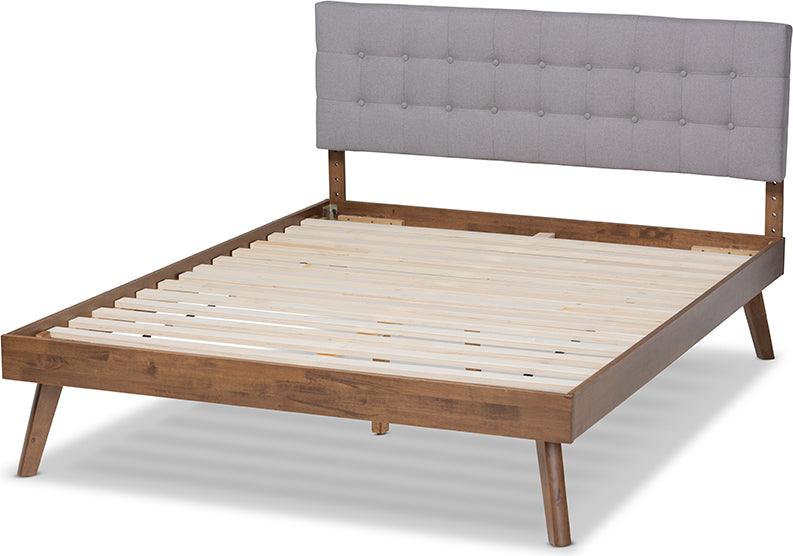 Wholesale Interiors Beds - Devan Queen Bed Light Gray & Walnut