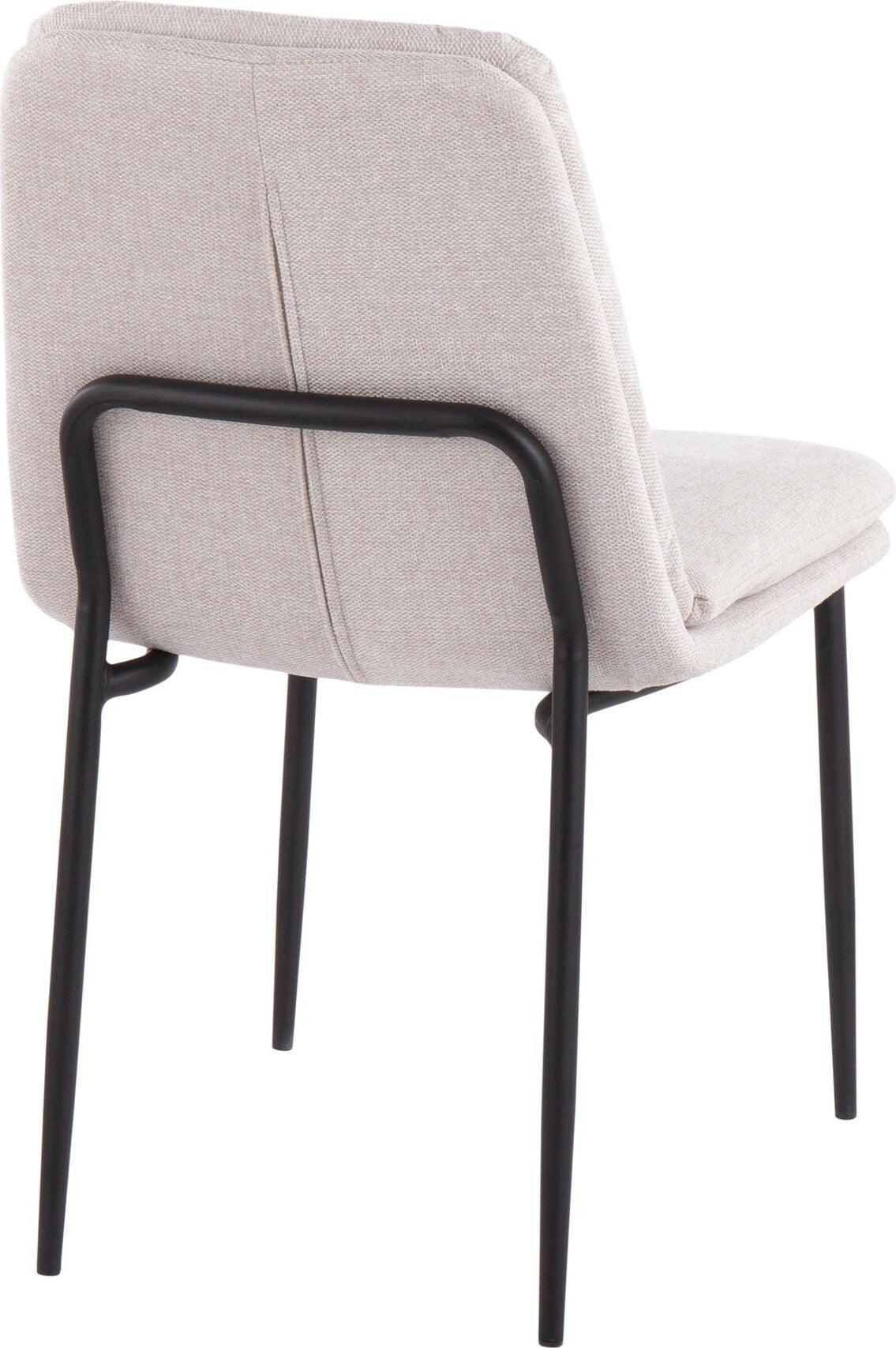 Lumisource Dining Chairs - Smith Contemporary Dining Chair in Black Steel and Cream Fabric (Set of 2)