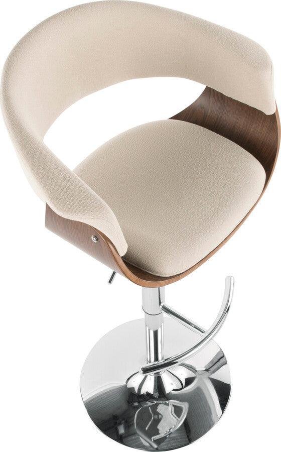 Lumisource Barstools - Vintage Mod Mid-Century Modern Adjustable Barstool with Swivel in Walnut and Cream Fabric