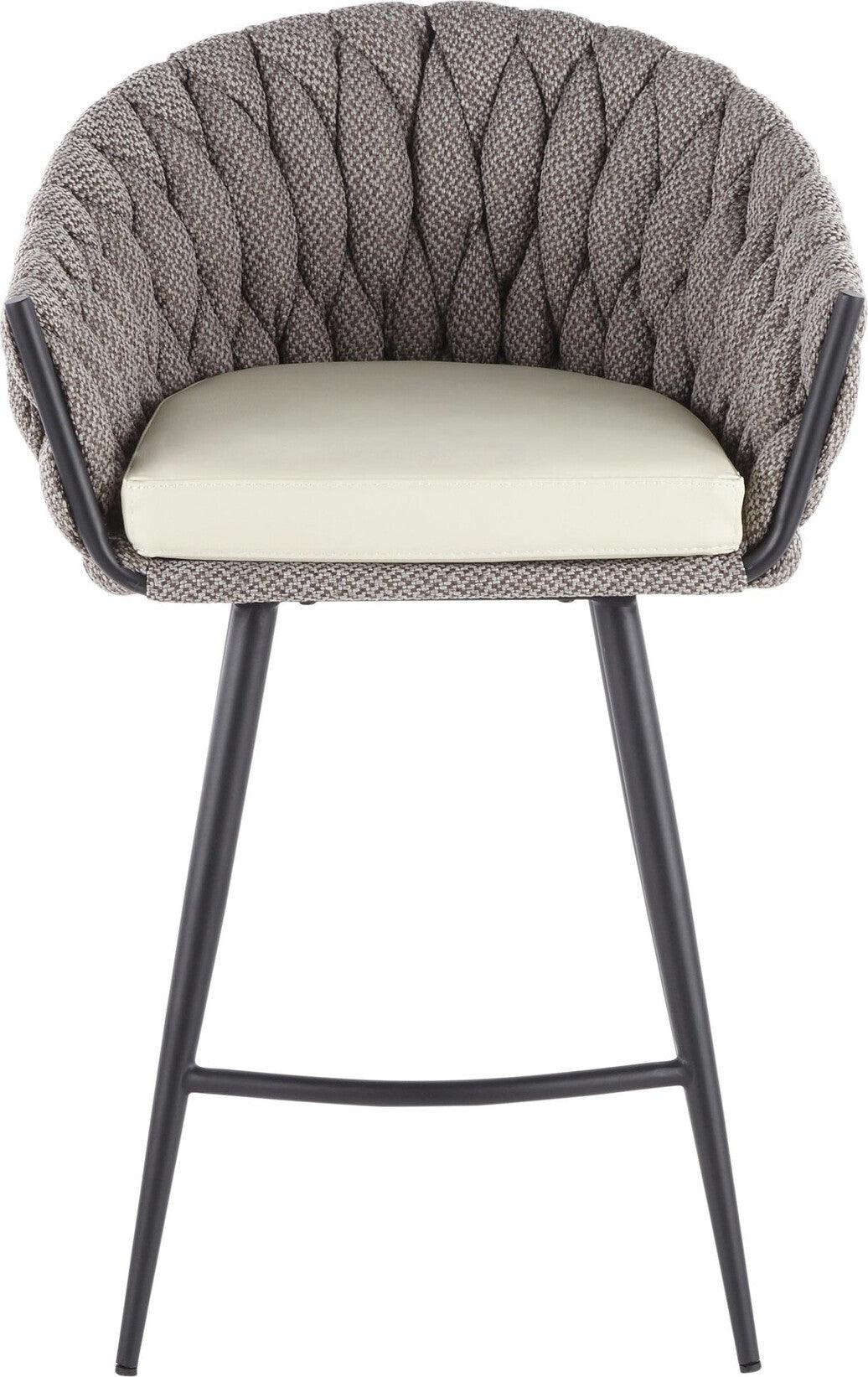 Lumisource Barstools - Braided Matisse Counter Stool Black & Gray & Cream