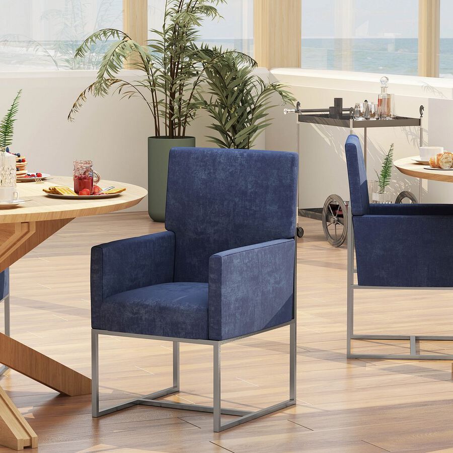 Manhattan Comfort Dining Chairs - Element Dining Armchair in Blue (Set of 2)