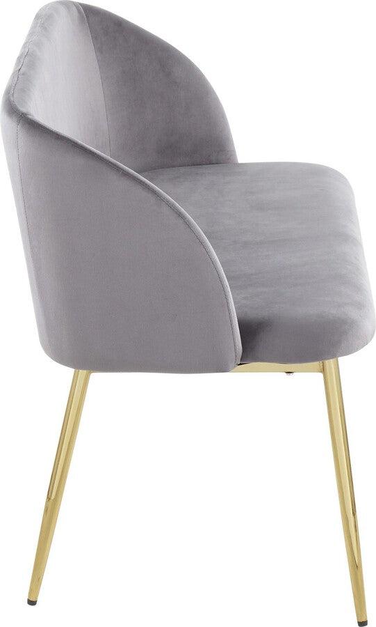 Lumisource Benches - Fran Glam Bench in Gold Steel and Grey Velvet