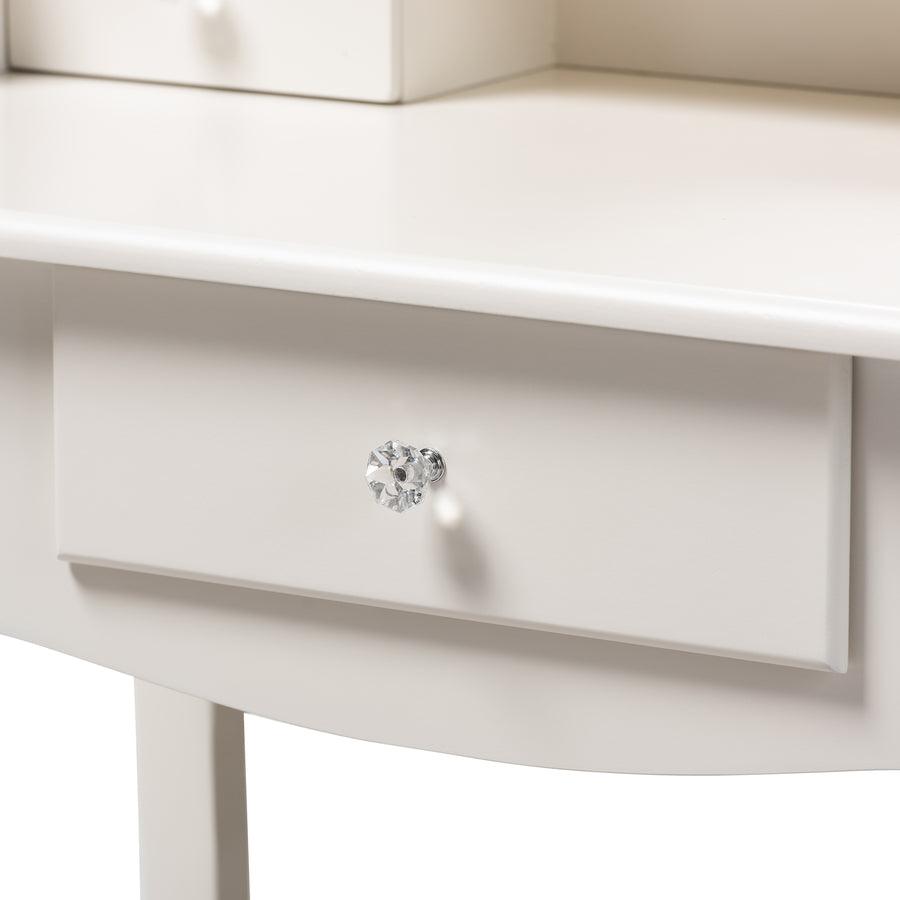 Wholesale Interiors Bathroom Vanity - Veronique Traditional French Provincial White Finished Wood 2-Piece Vanity Table with