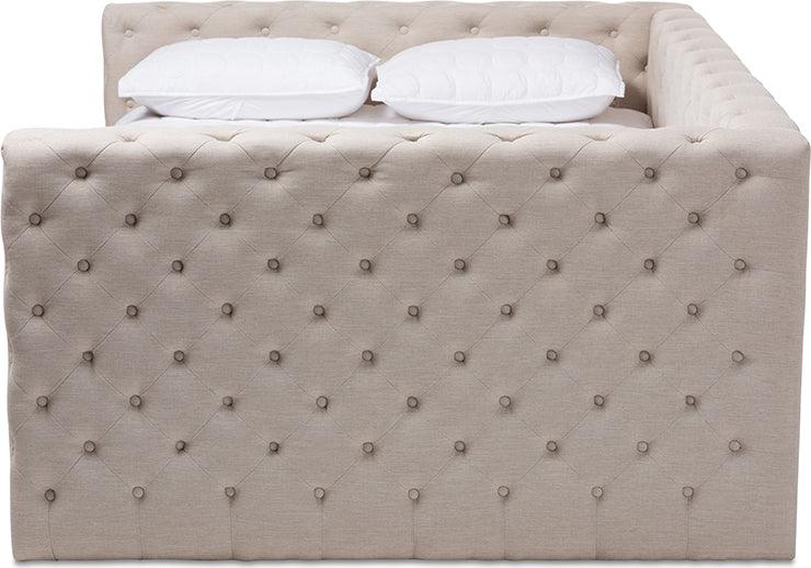 Wholesale Interiors Daybeds - Anabella Modern and Contemporary Light Beige Fabric Upholstered Queen Size Daybed Light Beige