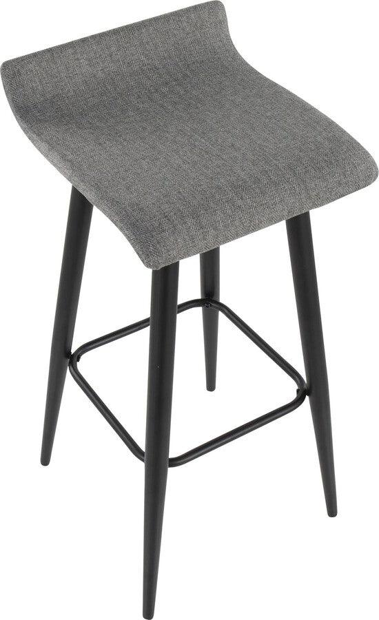 Lumisource Barstools - Ale Bar Stool In Black Steel & Grey Fabric (Set of 2)