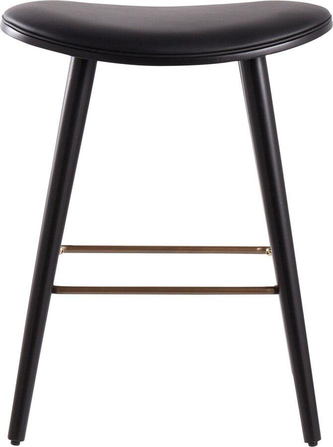Lumisource Barstools - Saddle 26" Contemporary Counter Stool Black & Gold- Set of 2